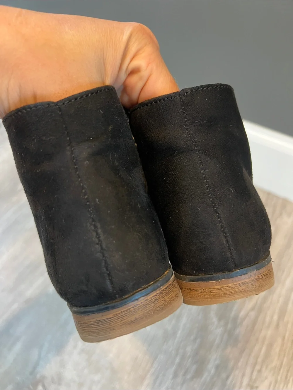 Cat & Jack Girls Black Faux Suede Zipper Booties Boots Size 11